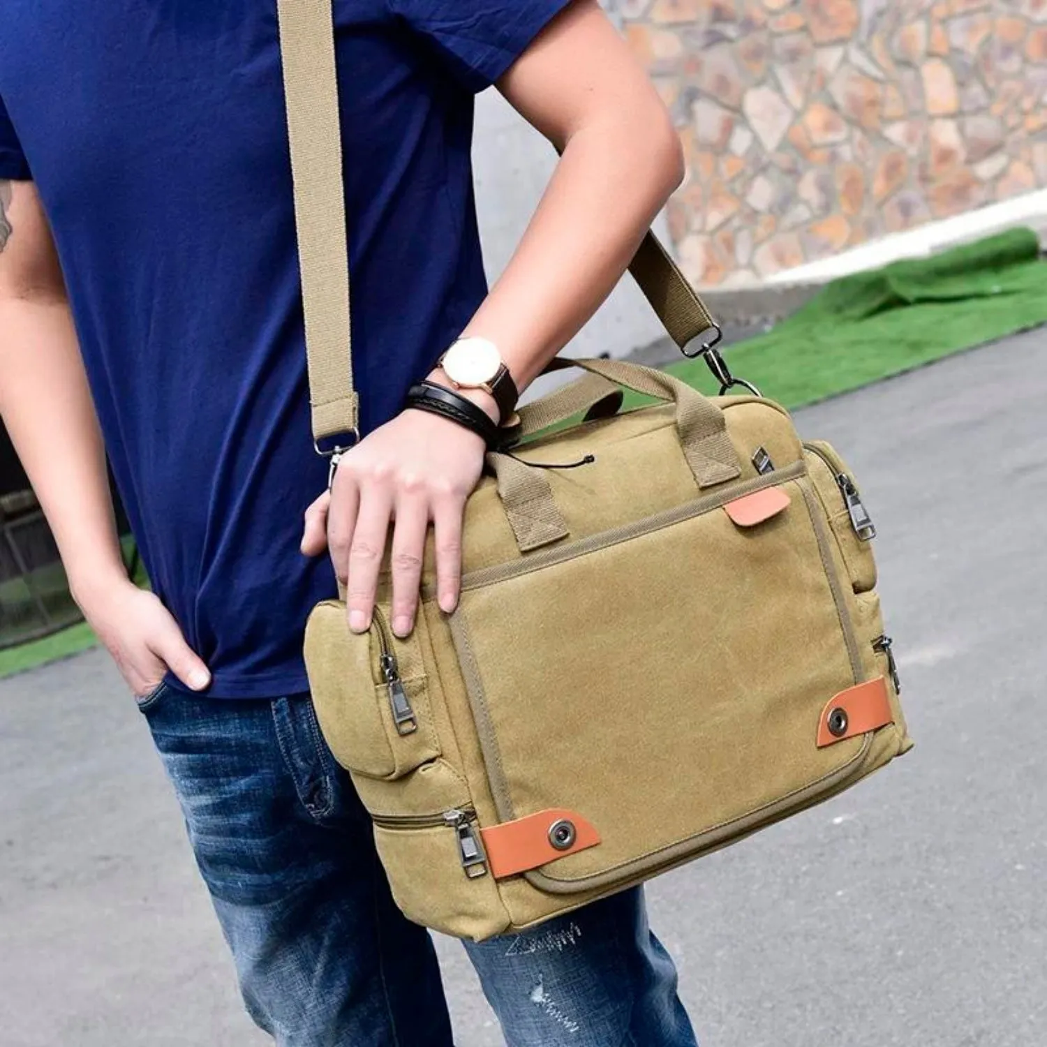 Urban-Style Canvas Satchel Shoulder Bag