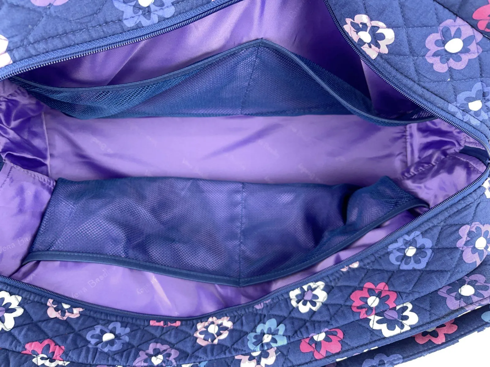 Vera Bradley Grand Traveler Duffle Blue Purple Pink Ellie Flowers