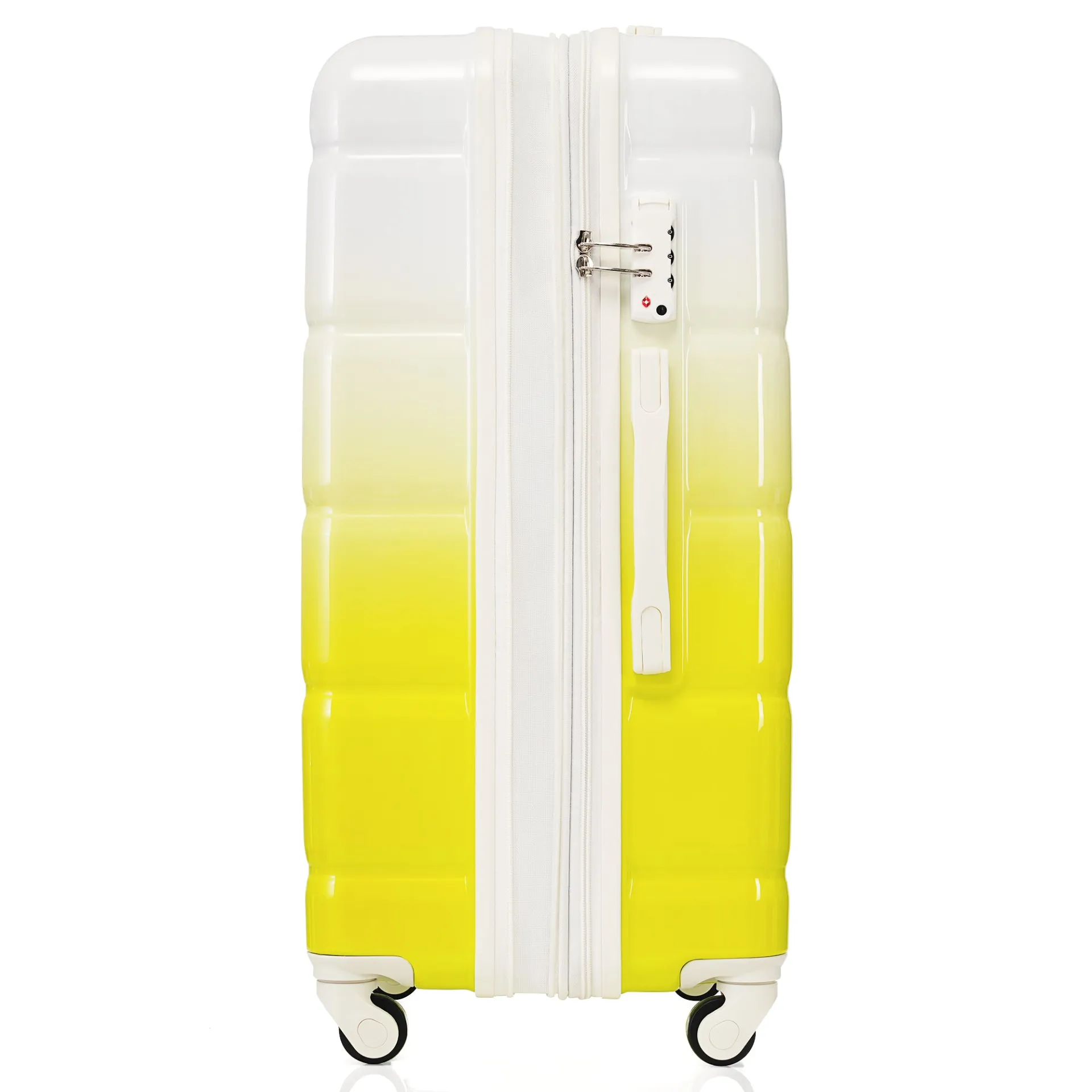 Vibrant Lemon Yellow 3-Piece Luggage Set with USB Charging Port and Cup Holder – Durable Spinner Suitcases, Airline Approved!