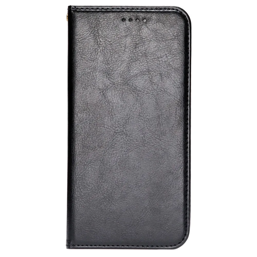 Wallet with card slot for Motorola Edge S Black shockproof phone case