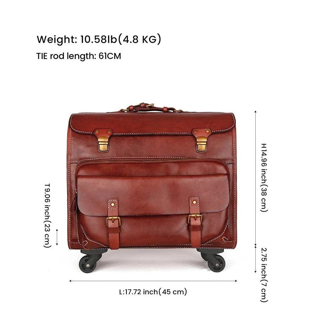 Woosir 20 Inch Luggage Vintage Leather Carry On Suitcases