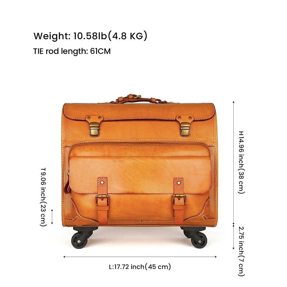 Woosir 20 Inch Luggage Vintage Leather Carry On Suitcases