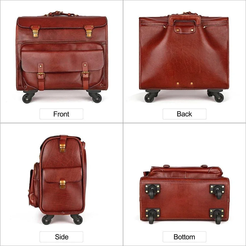 Woosir 20 Inch Luggage Vintage Leather Carry On Suitcases