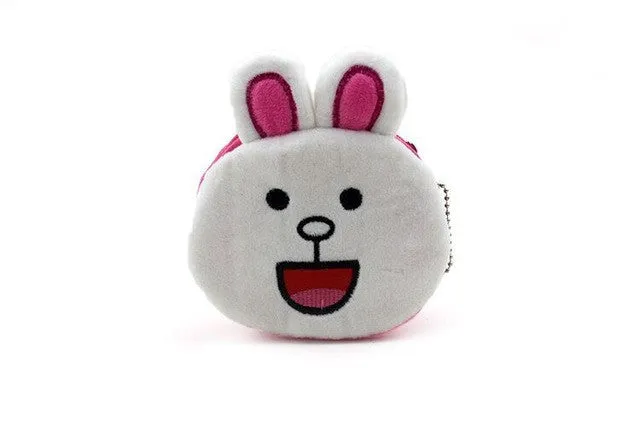 YIYOHI 11cm*10cm Cute Style Crazy Animals Zipper Plush Coin Purse Kawaii Children Coin Purse  Women Wallets  Mini Handbag